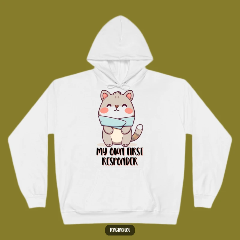 Cozy Funny Cheerful Animal Bandage Hoodie - Warm Comfort with a Humorous Touch