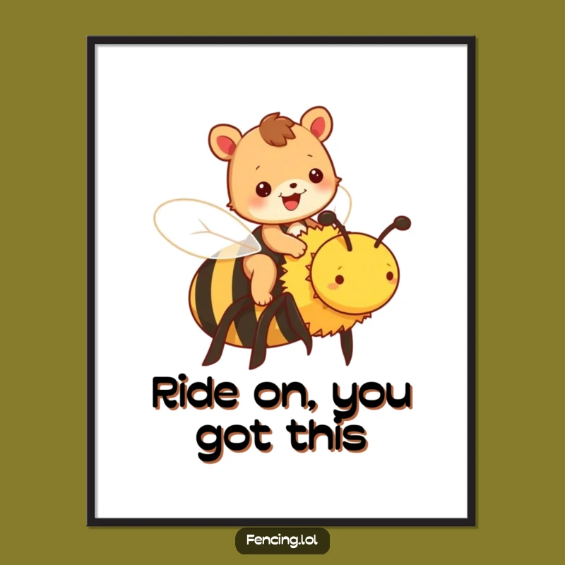 Free Printable Funny Animal Wall Art: Bee Rider Adventure