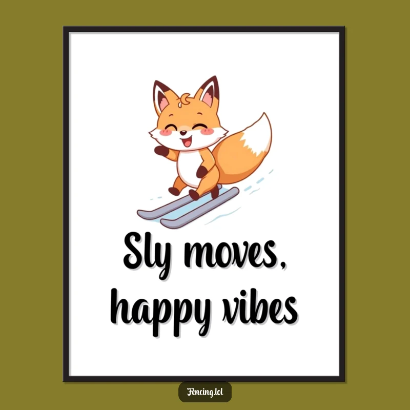 Free Printable Happy Fox Ice Skating Wall Art - Joyful DIY Downloadable Decor