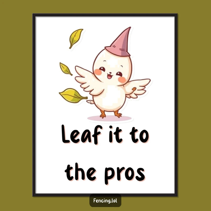 Free Printable Wall Art: Funny Winged Creature Leaf Parry Humorous Downloadable Decor