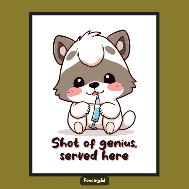 Funny Free Printable Wall Art: Animal with Syringe, Quirky Health Decor