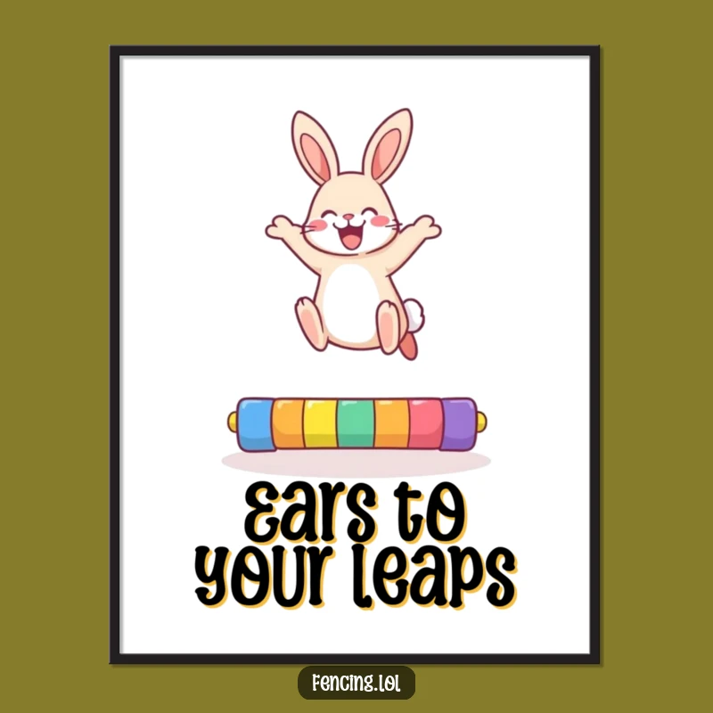 Funny Free Printable Wall Art: Cheerful Rabbit High Jump Downloadable Decor