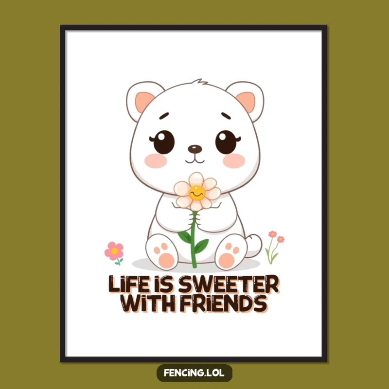 Funny Free Printable Wall Art: Cute Animal Flower Gift for Bee Lovers - Downloadable Decor