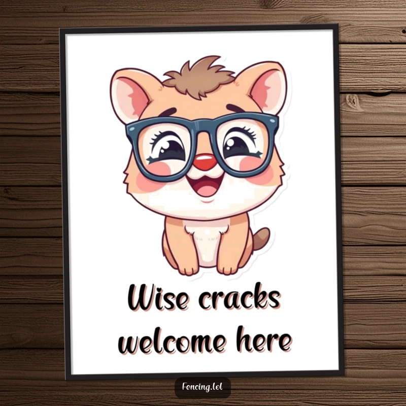 Funny Free Printable Wall Art: An animal wearing oversized glasses, caught mid-giggle, radiating pure amusement.