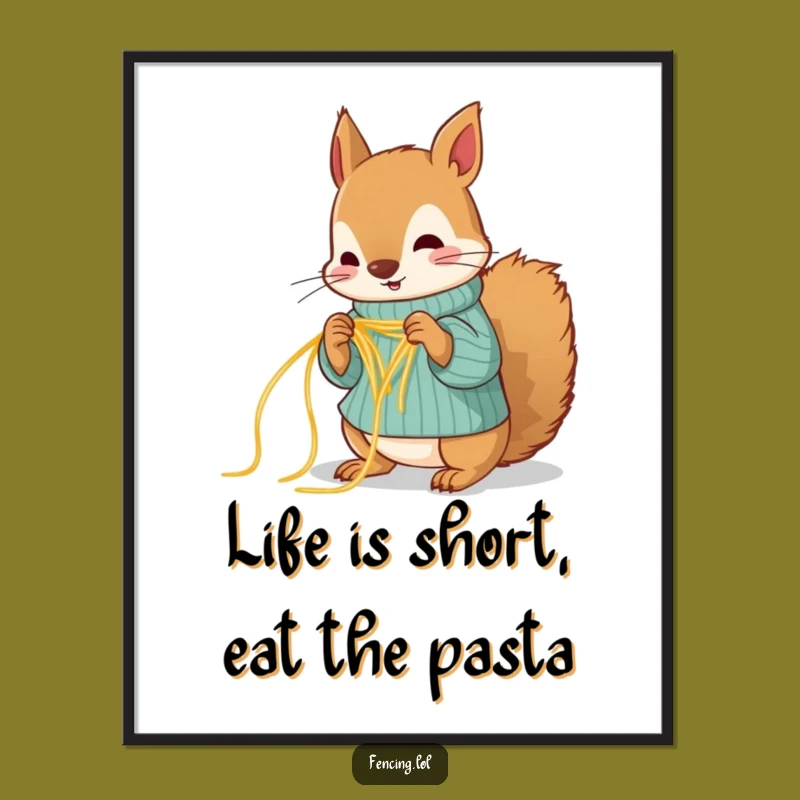Funny Free Printable Wall Art: Squirrel Knitting Spaghetti - Quirky Downloadable Decor
