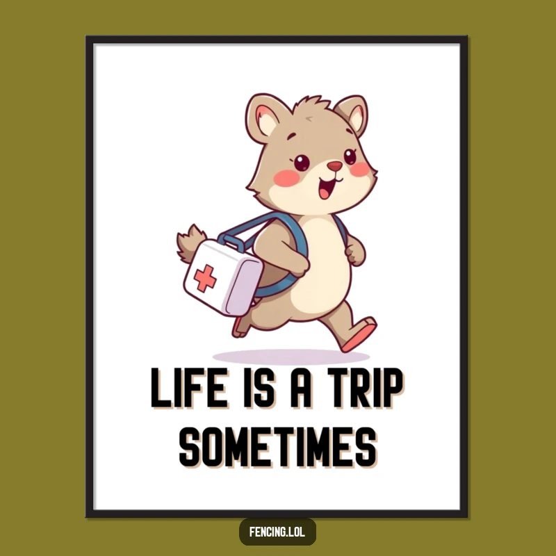 Funny Free Printable Wall Art: Wobbly Animal Medical Mishap, Quirky Downloadable Decor