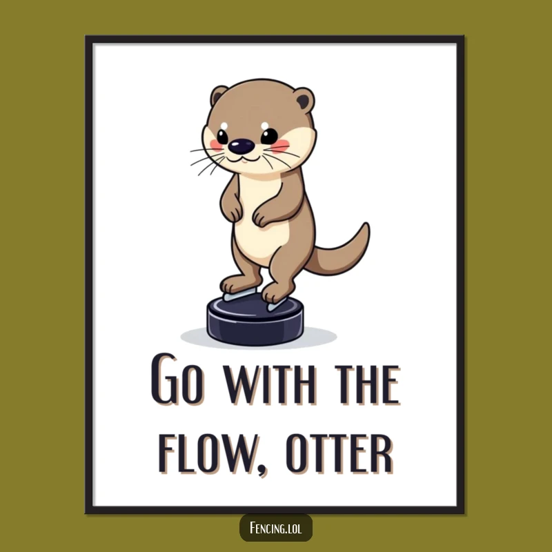Free Printable Otter Wall Art: Determined Puck Balancer, Humorous Animal Downloadable Decor