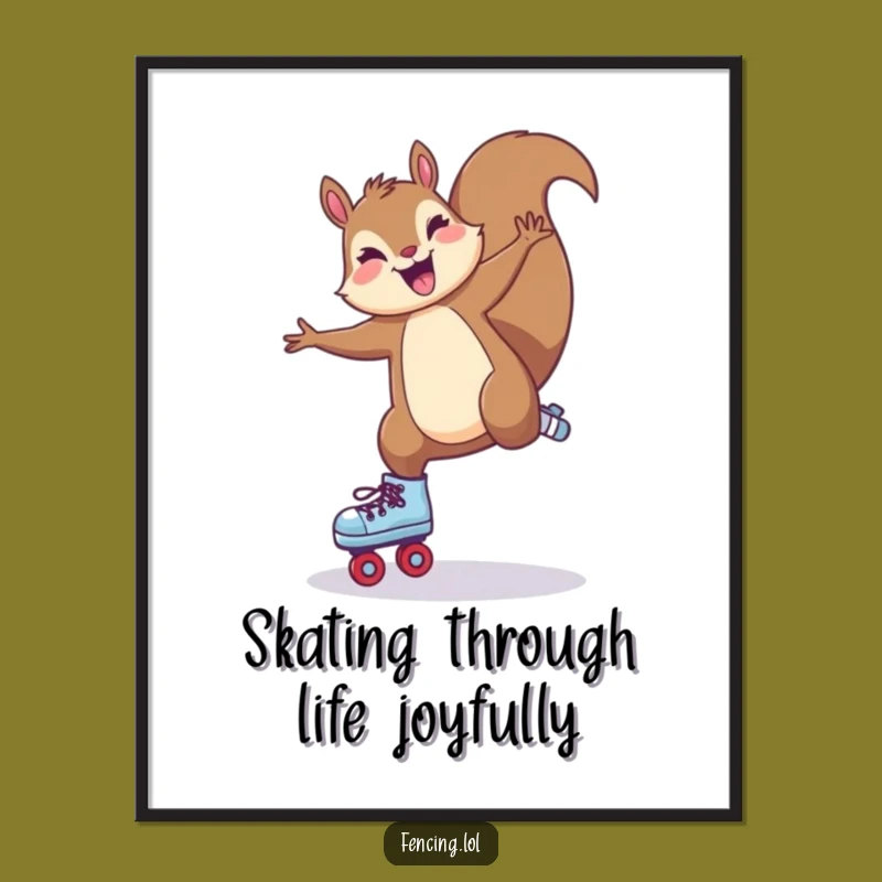 Free Printable Wall Art: Joyful Squirrel Cartwheel - Whimsical Downloadable Decor Gift