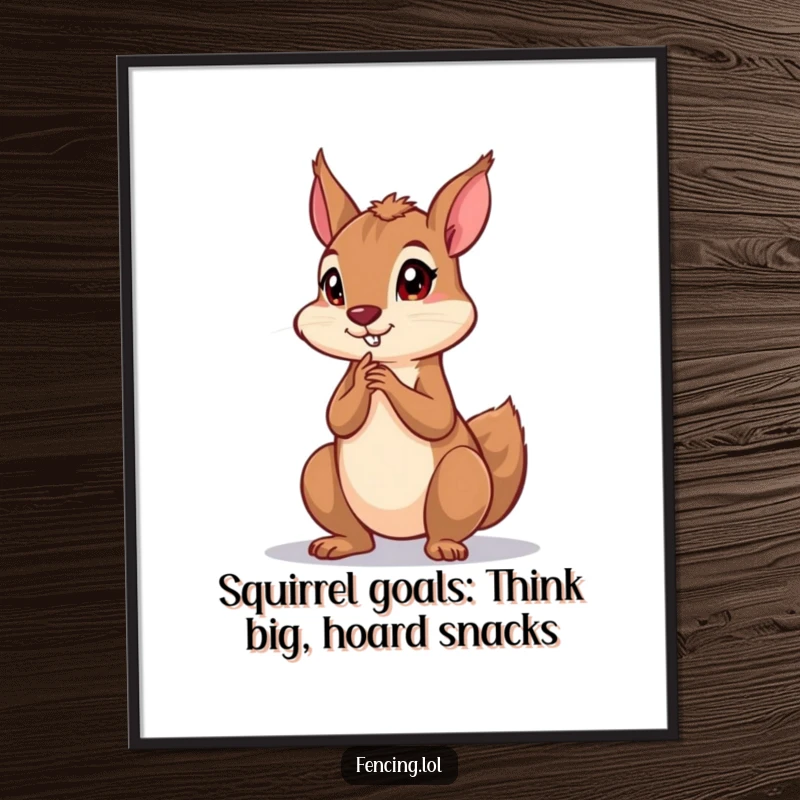 Funny Free Printable Wall Art: Playful squirrel striking a dramatic thinking pose, artistically contemplating, humorous downloadable decor.