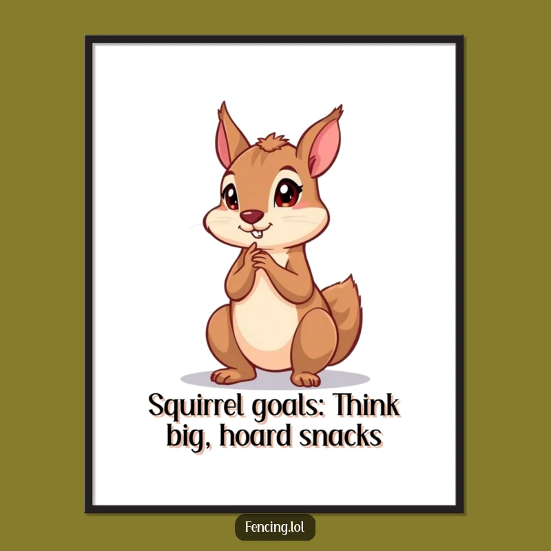 Free Printable Wall Art: Quirky Squirrel Thinking, Humorous Downloadable Decor Gift