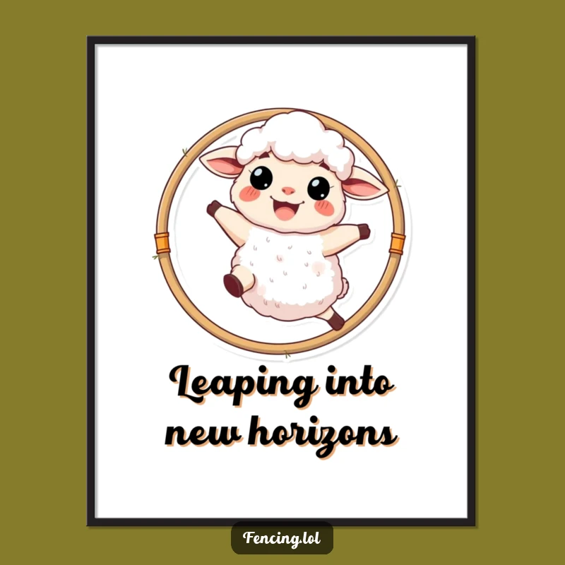 Whimsical Free Printable Wall Art: Sheep's Hoop Jump, Funny Downloadable Decor!