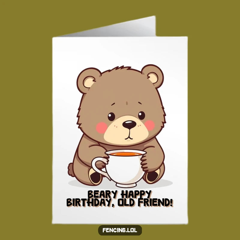 Free Printable Birthday Card: Bear's Teacup Thoughts Funny Downloadable Gift