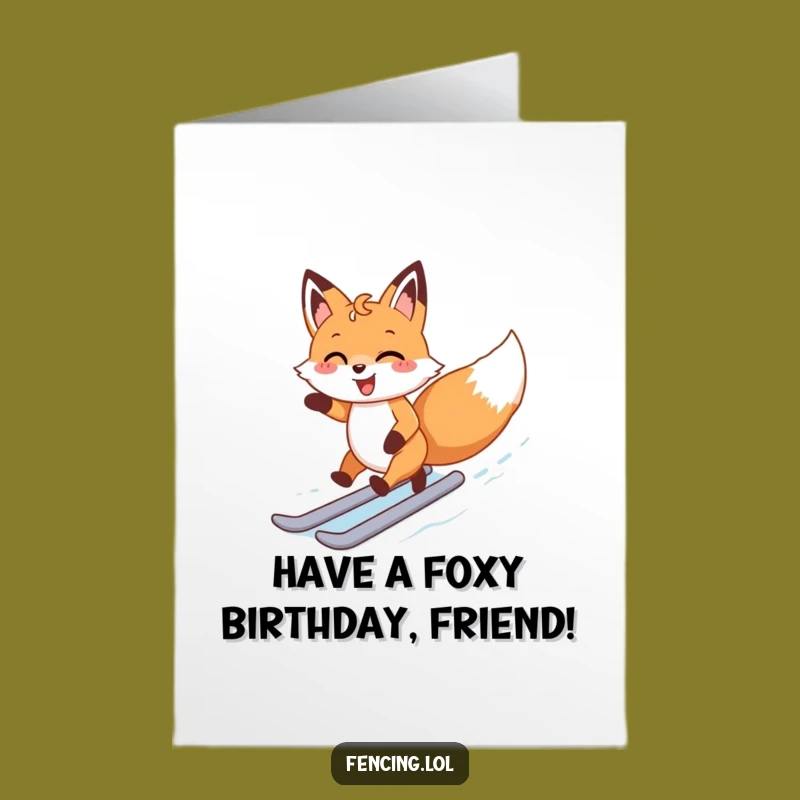 Free Printable Joyful Fox Ice Skating Birthday Card - Fun DIY Downloadable Gift