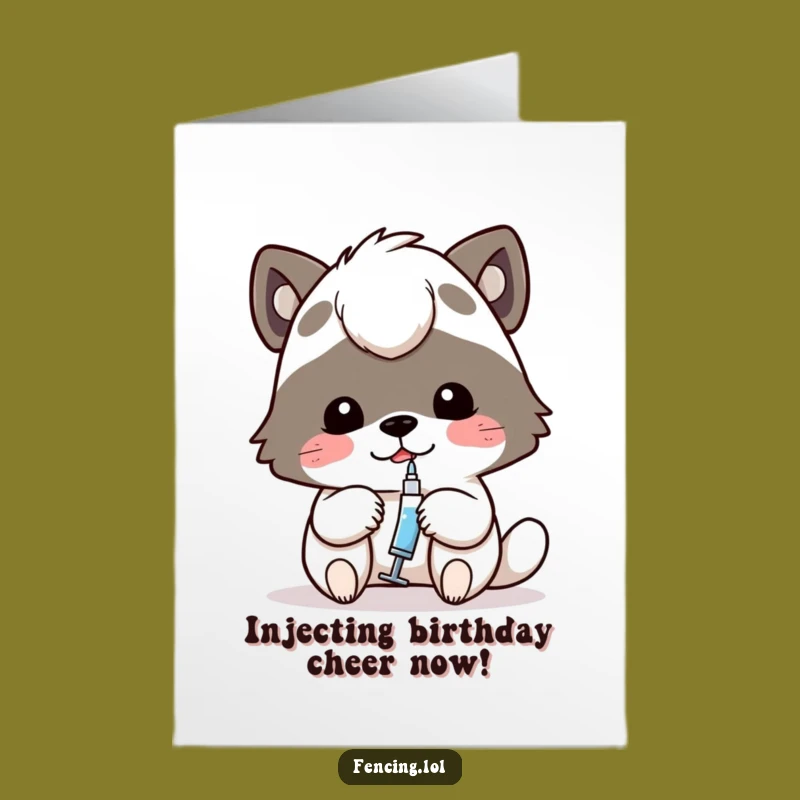 Free Printable Birthday Card: Animal with Syringe, Funny Health-Themed Gift