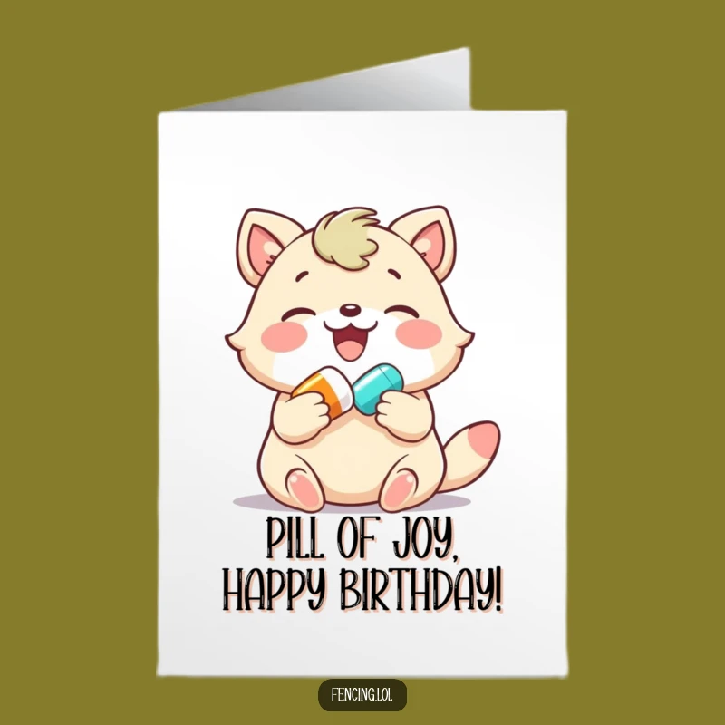 Free Printable Birthday Card: Joyful Animal Pill Fun, Hilarious Downloadable Gift!