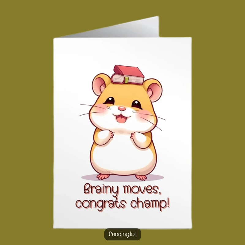 Free Printable Congrats Card: Clever Hamster Book Balance, Unique Downloadable Gift