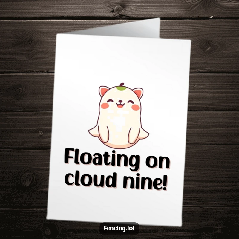 Funny Free Printable Congratulations Card: A joyful animal smiling while floating gently downwards, celebrating ease and success.