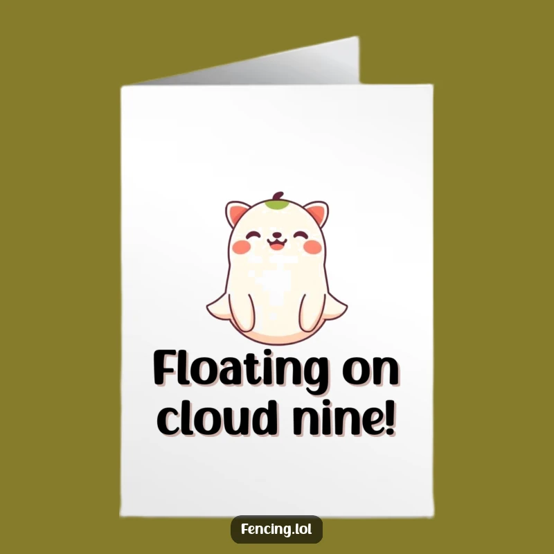Free Printable Congrats Card: Joyful Floating Animal - Achievement Downloadable Greeting