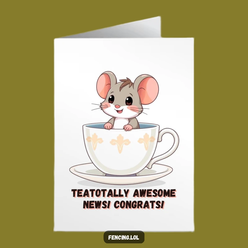 Free Printable Congrats Card: Brave Mouse in Teacup - Adorable Downloadable Gift