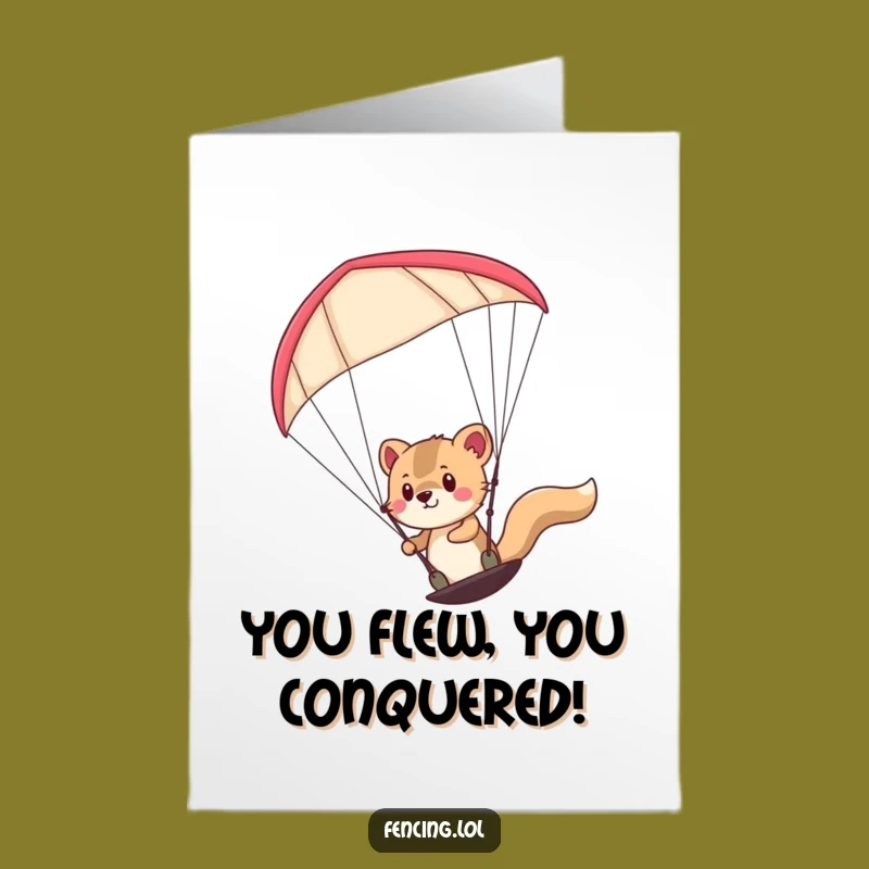 Free Printable Congrats Card: Determined Paraglider Animal - Success Downloadable Gift