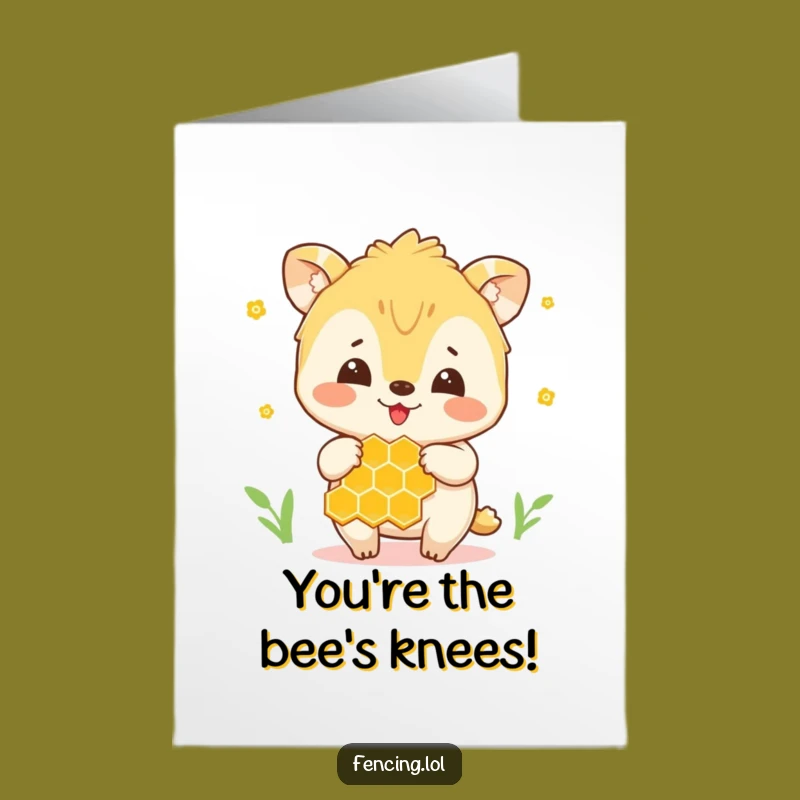 Free Printable Congrats Card: Funny Bee with Honeycomb, Downloadable Celebration Gift