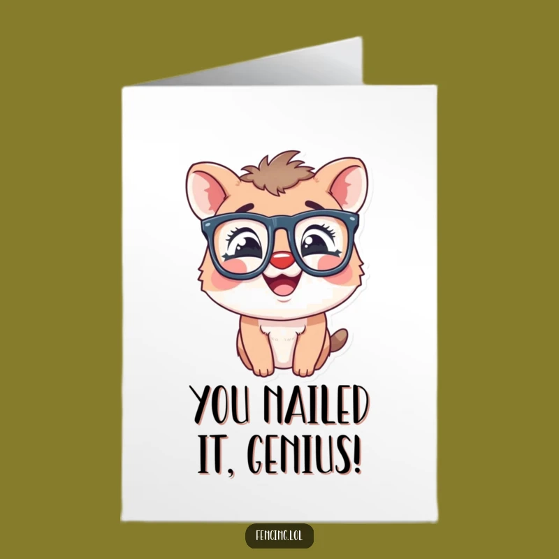 Free Printable Congrats Card: Giggling Animal in Glasses, Funny Downloadable Gift