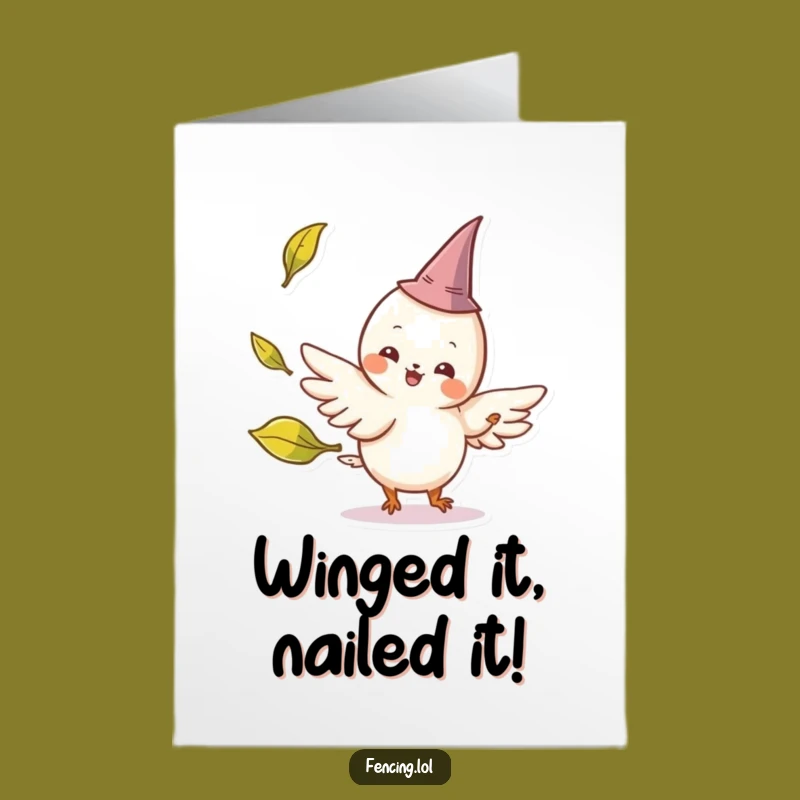 Free Printable Congrats Card: Winged Creature Leaf Parry Downloadable