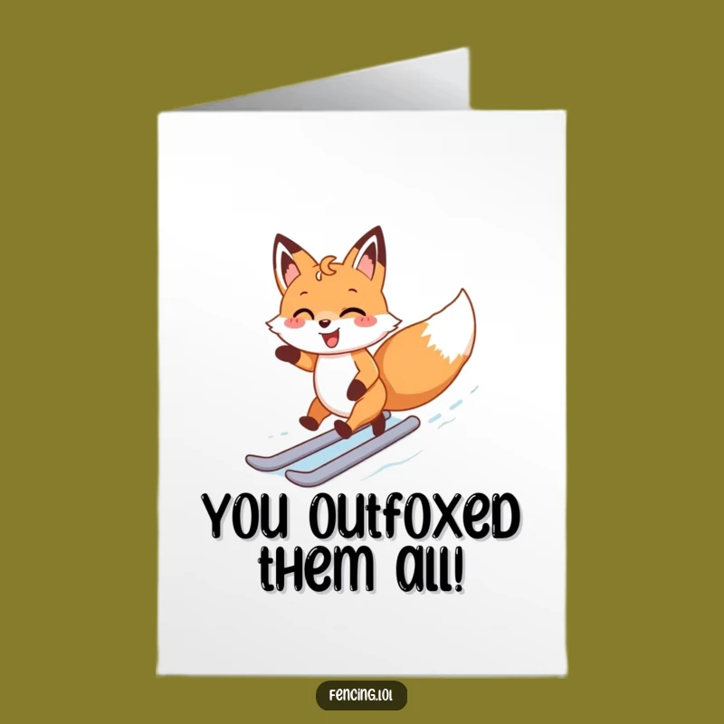Free Printable Happy Fox Ice Skating Congrats Card - Cheerful DIY Downloadable Gift