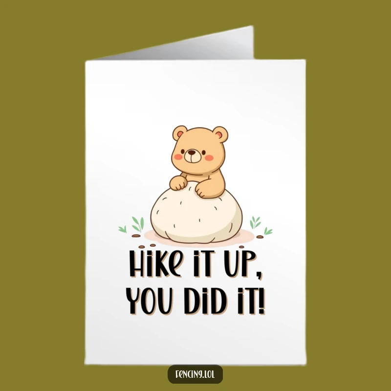 Free Printable Congrats Card: Bear Whoopee Cushion Hike - Surprise Success Downloadable