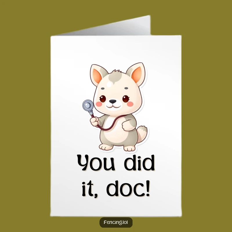 Congrats Free Printable Card: Humorous Animal Doctor Congrats Downloadable Gift!
