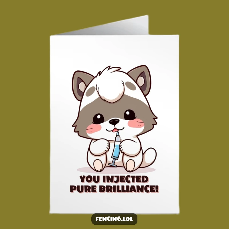 Free Printable Congrats Card: Animal with Syringe, Funny Health-Themed Gift