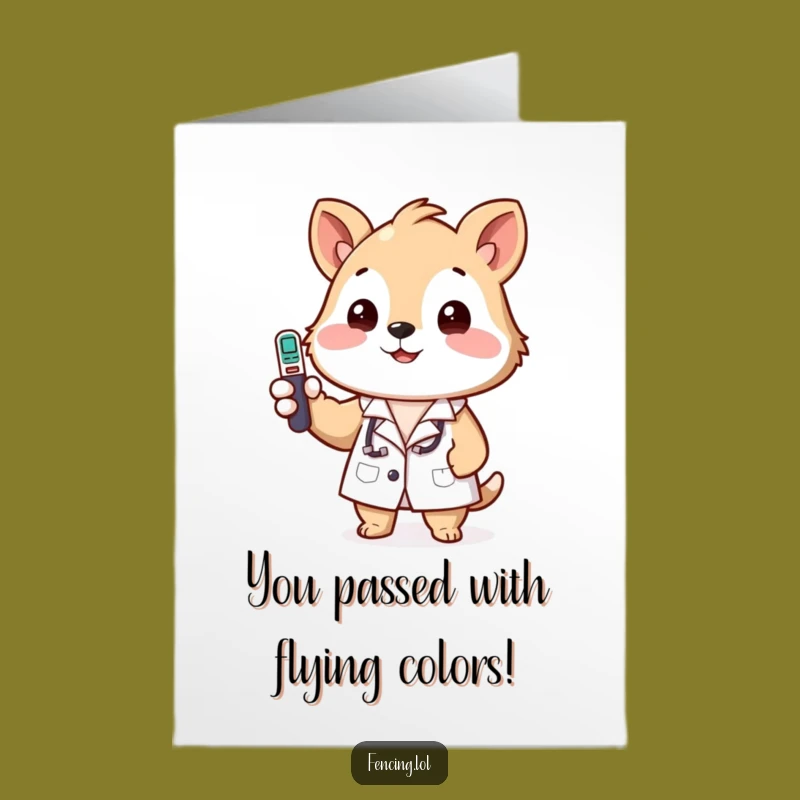 Free Printable Lab Coat Animal Congrats Card - Temperature Check Funny Downloadable Gift