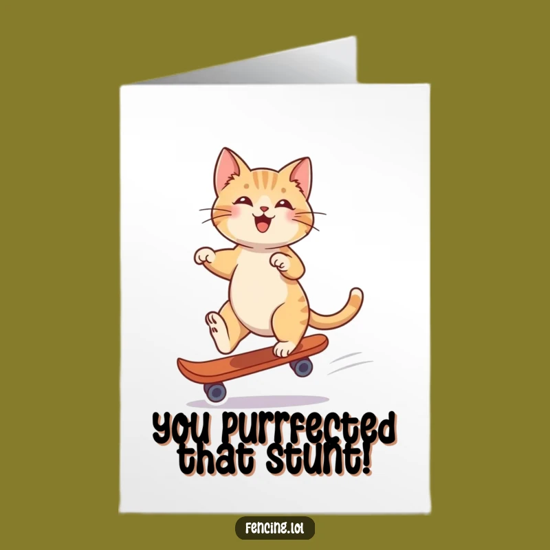 Free Printable Cat Single Skate Congrats Card - Elegant DIY Downloadable Gift