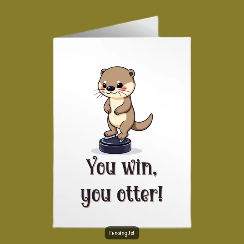 Free Printable Otter Congrats Card: Balancing Your Success, Downloadable Joyful Greeting