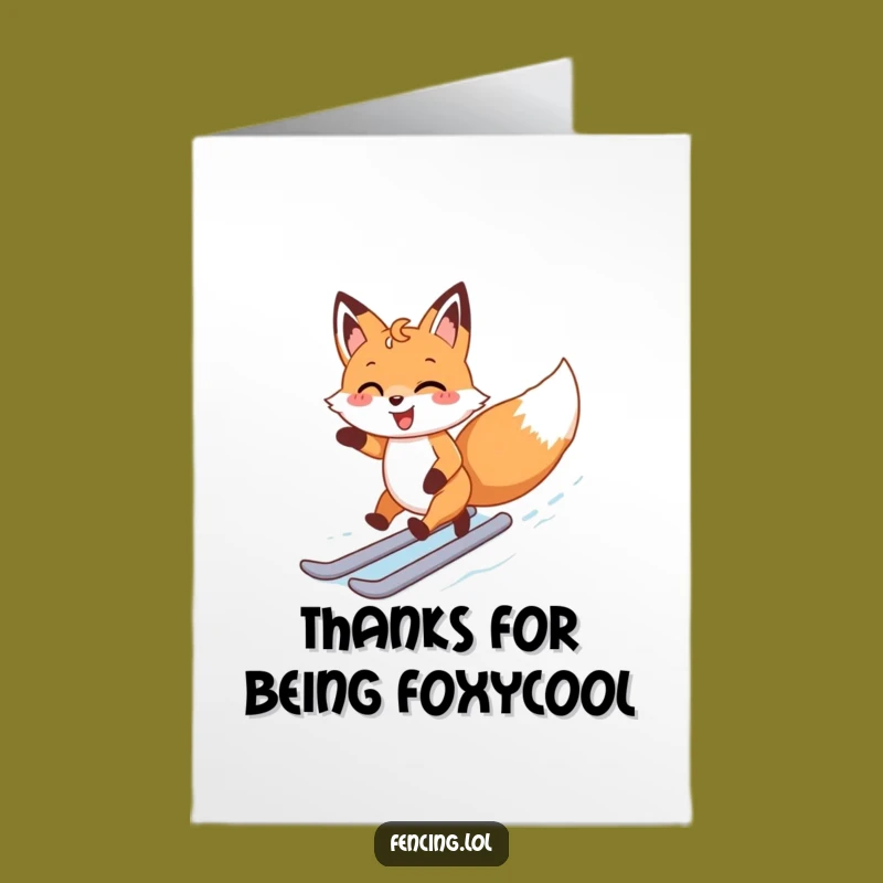 Free Printable Joyful Fox Ice Skating Thank You Card - Sweet DIY Downloadable Gift