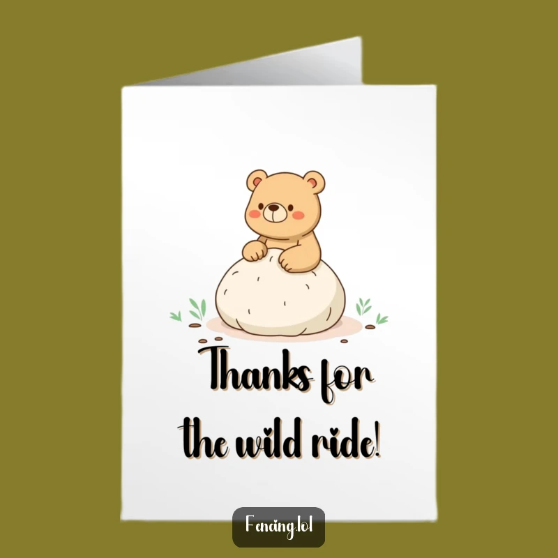 Free Printable Thank You Card: Bear Whoopee Cushion Hike - Humorous Gratitude Downloadable