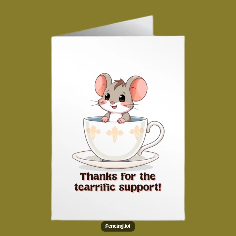 Free Printable Thank You Card: Brave Mouse in Teacup - Sweet Downloadable Gift