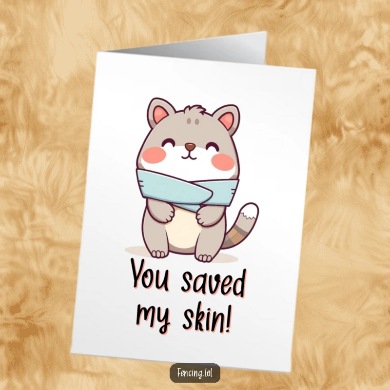 Funny Free Printable Thank You Card: A happy animal making light of a minor, pretend hurt.