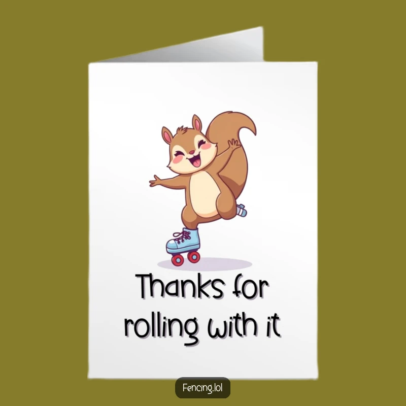 Free Printable Thank You Card: Joyful Squirrel Cartwheel - Whimsical Downloadable Gift