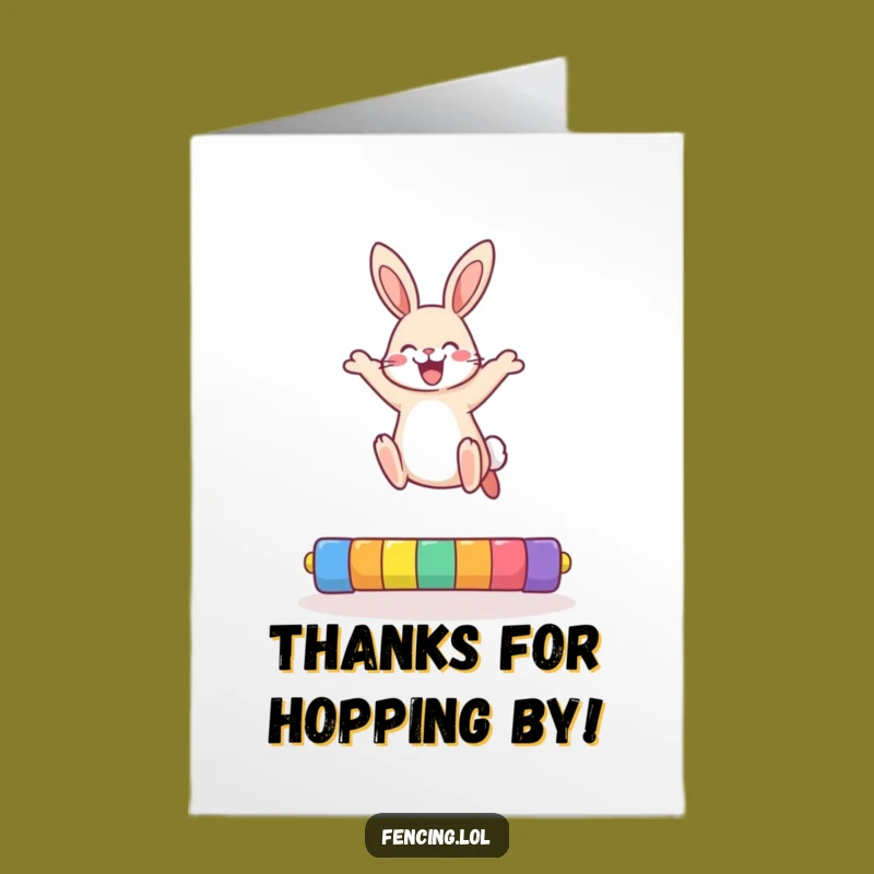 Free Printable Thank You Card: Rabbit High Jump Gratitude Downloadable Gift
