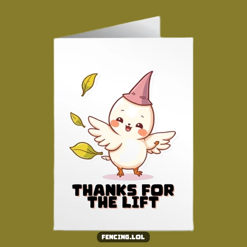 Free Printable Thank You Card: Winged Creature Leaf Parry Funny Downloadable
