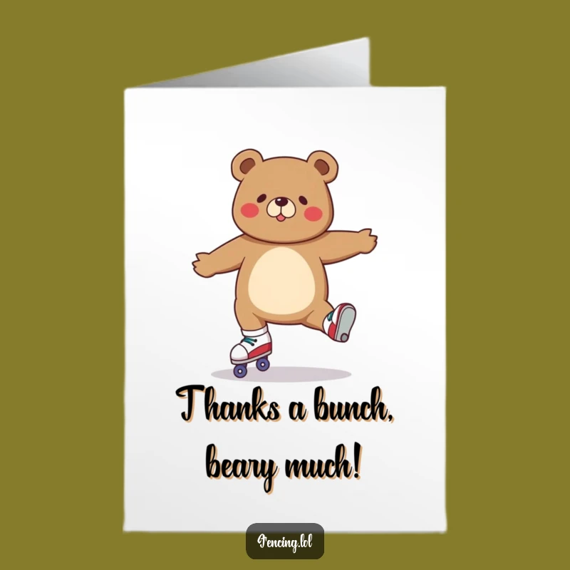 Free Printable Funny Bear Roller Skate Split Thank You Card - Quirky DIY Downloadable Gift