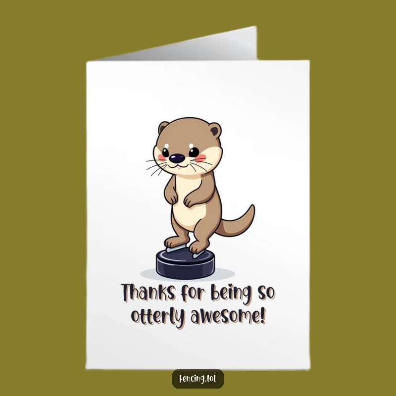 Free Printable Otter Thank You Card: Skating Thanks, Downloadable Grateful Greeting