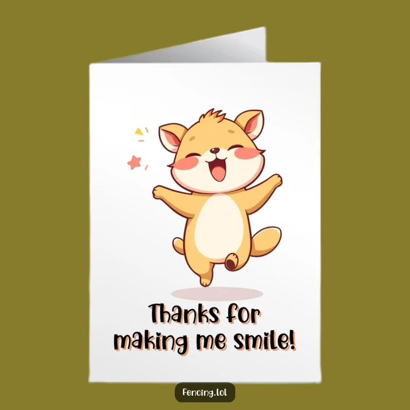 Free Printable Thank You Card: Giggling Animal Dancer, Fun Downloadable Gratitude