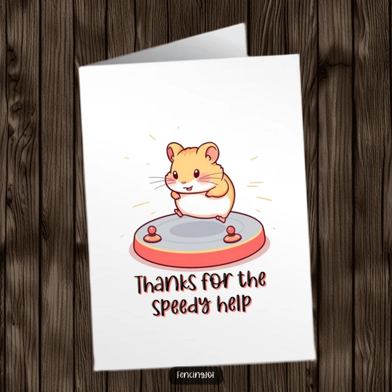 Funny Free Printable Thank You Card: A determined hamster navigates a complex floor routine with speed, a humorous downloadable thank you.