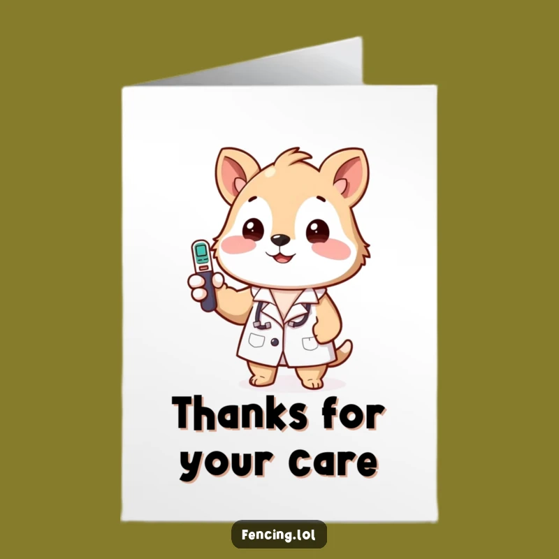 Free Printable Thank You Lab Coat Animal Card - Funny Temp Check Downloadable Gift