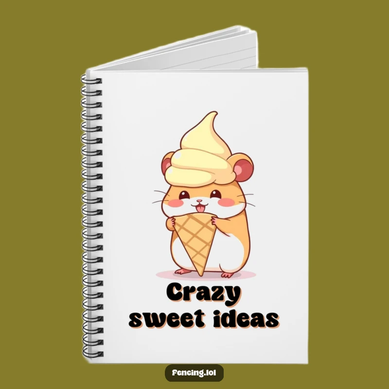 Funny Hamster Ice Cream Notebook, Hilarious Dessert Journal, Sweet Treat Gift