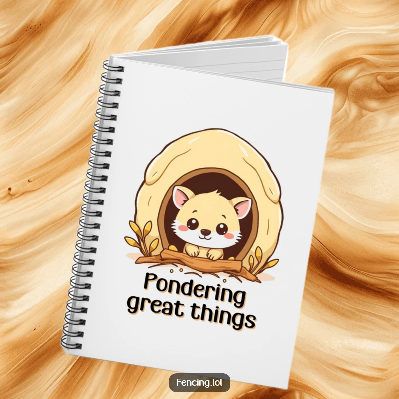 Funny notebook with a curious animal peeking into a beehive, perfect for jotting down notes and ideas.