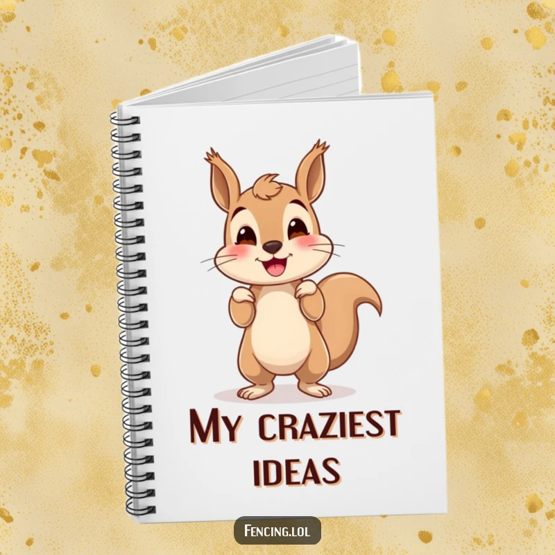 Funny squirrel notebook cover with a smiling squirrel attempting a handstand, perfect for capturing notes with a humorous touch.