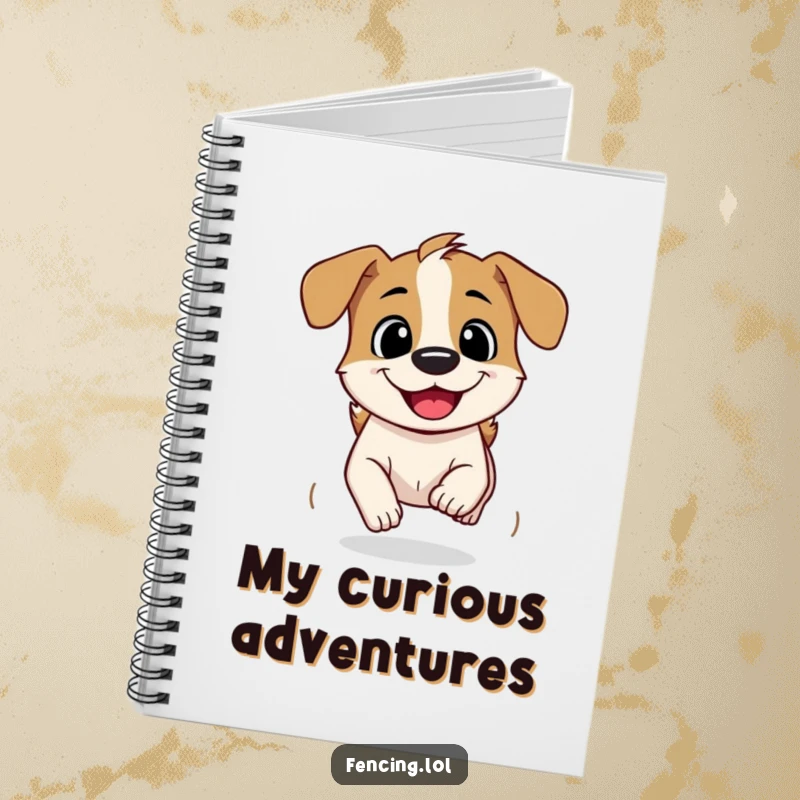 Funny Notebook: A curious dog speeding ahead with a grin, inspiring energetic notes and quick thinking.